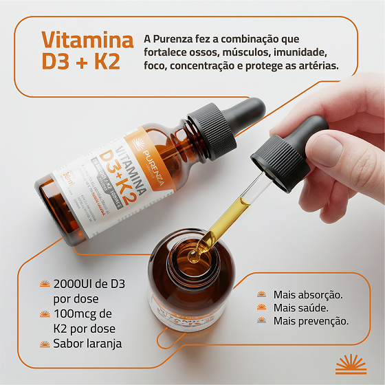 Vitamina D3 + K2 Purenza - 3Un